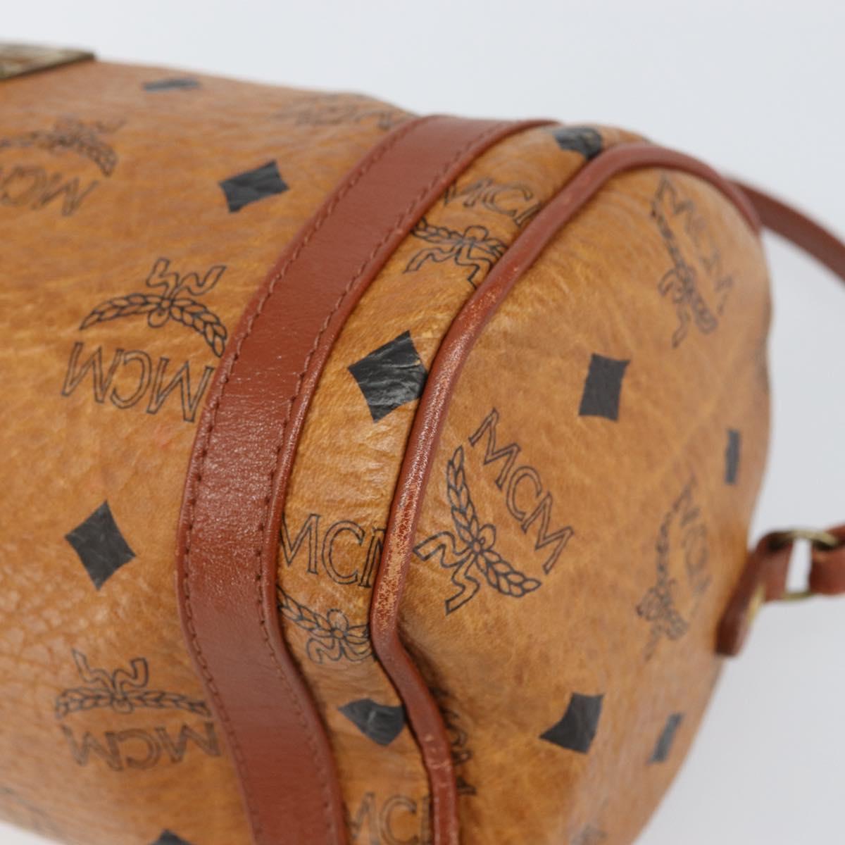 MCM Logogram Vicetos Shoulder Bag PVC Leather Brown Gold Auth gh1398