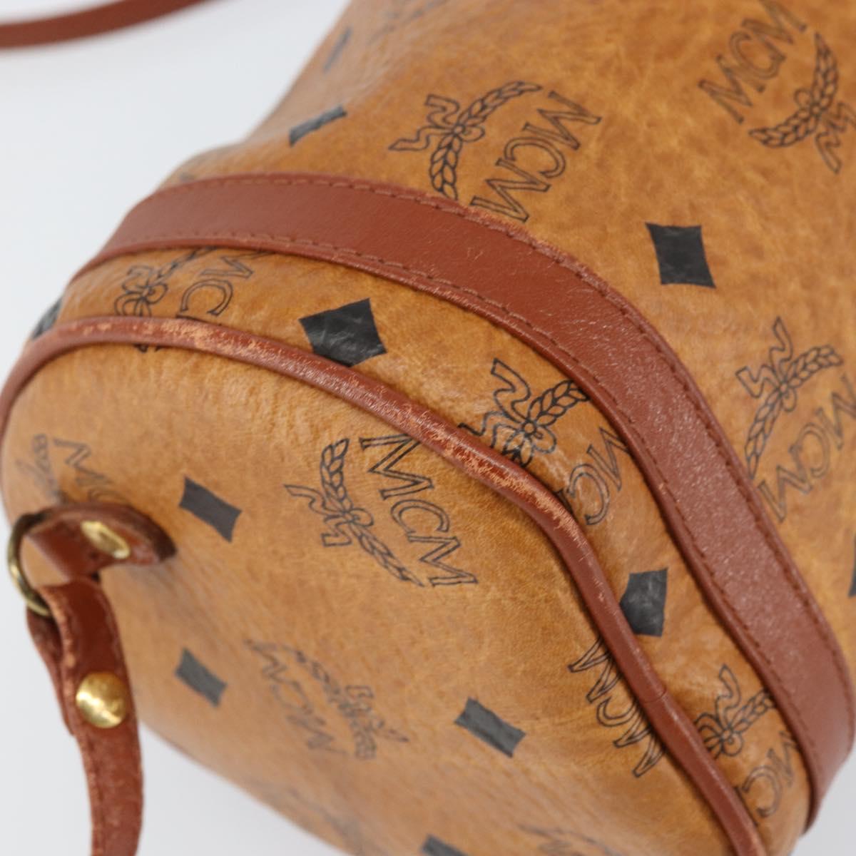 MCM Logogram Vicetos Shoulder Bag PVC Leather Brown Gold Auth gh1398