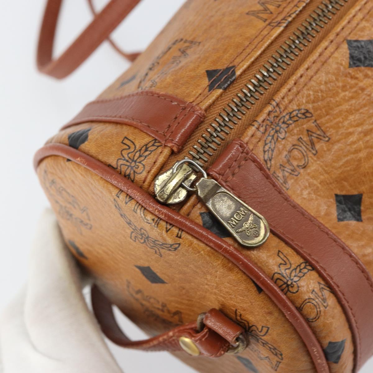 MCM Logogram Vicetos Shoulder Bag PVC Leather Brown Gold Auth gh1398