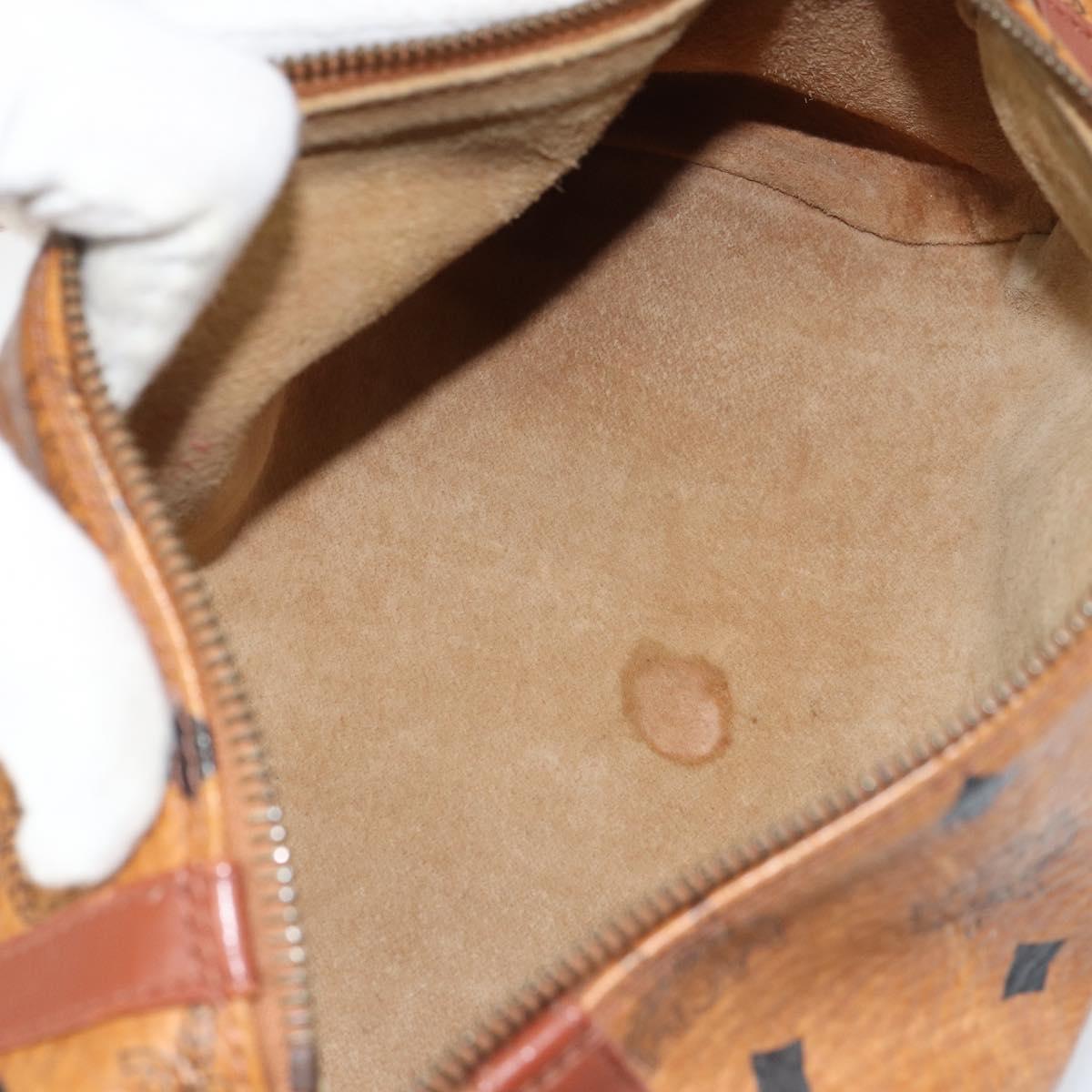 MCM Logogram Vicetos Shoulder Bag PVC Leather Brown Gold Auth gh1398