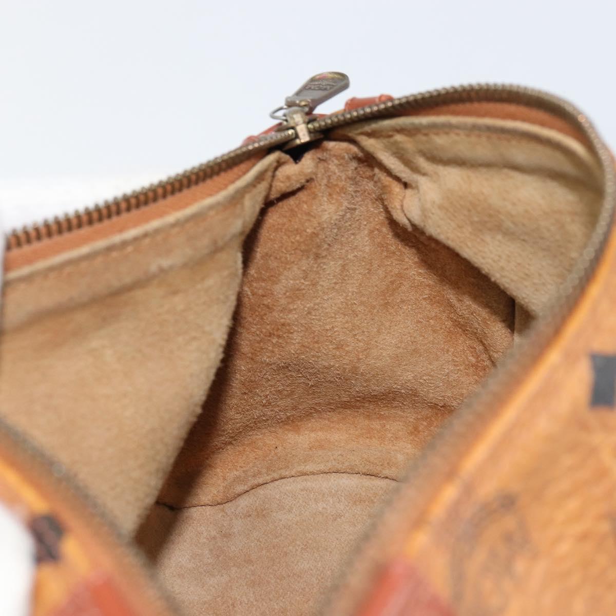 MCM Logogram Vicetos Shoulder Bag PVC Leather Brown Gold Auth gh1398