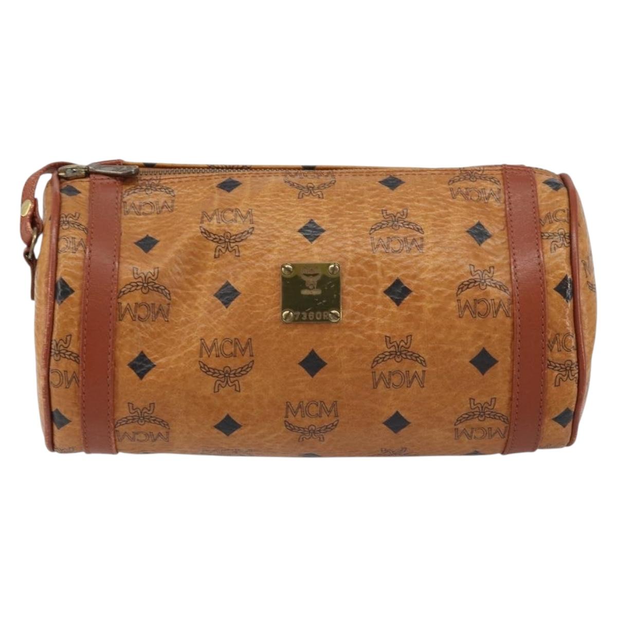 MCM Logogram Vicetos Shoulder Bag PVC Leather Brown Gold Auth gh1398