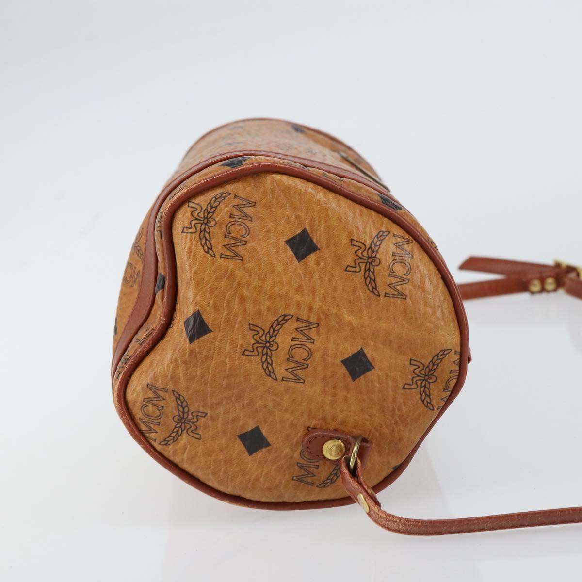 MCM Logogram Vicetos Shoulder Bag PVC Leather Brown Gold Auth gh1398