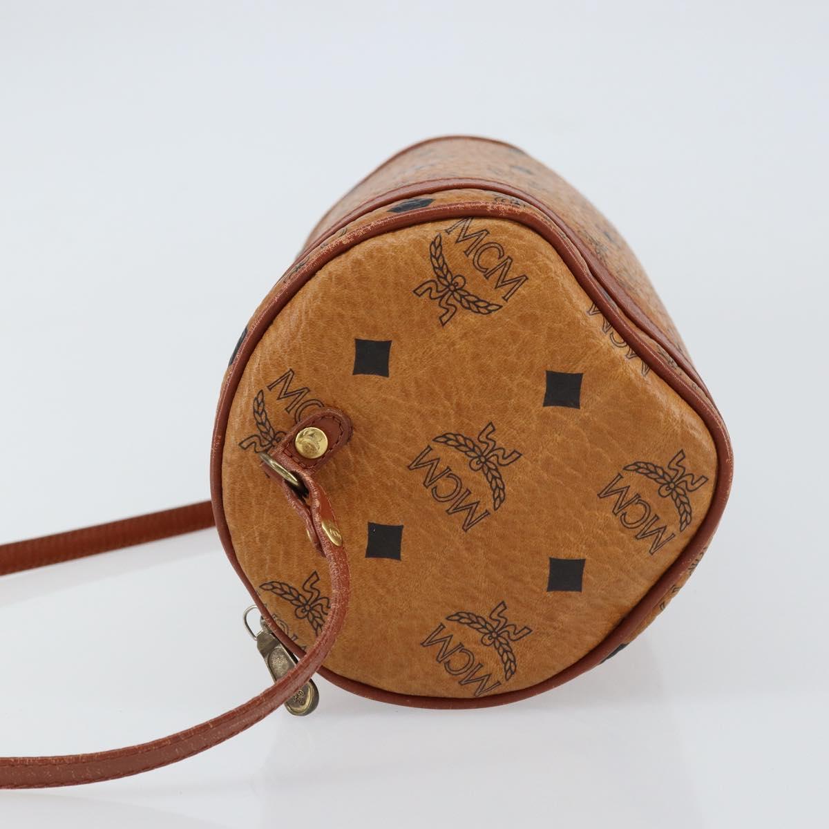 MCM Logogram Vicetos Shoulder Bag PVC Leather Brown Gold Auth gh1398