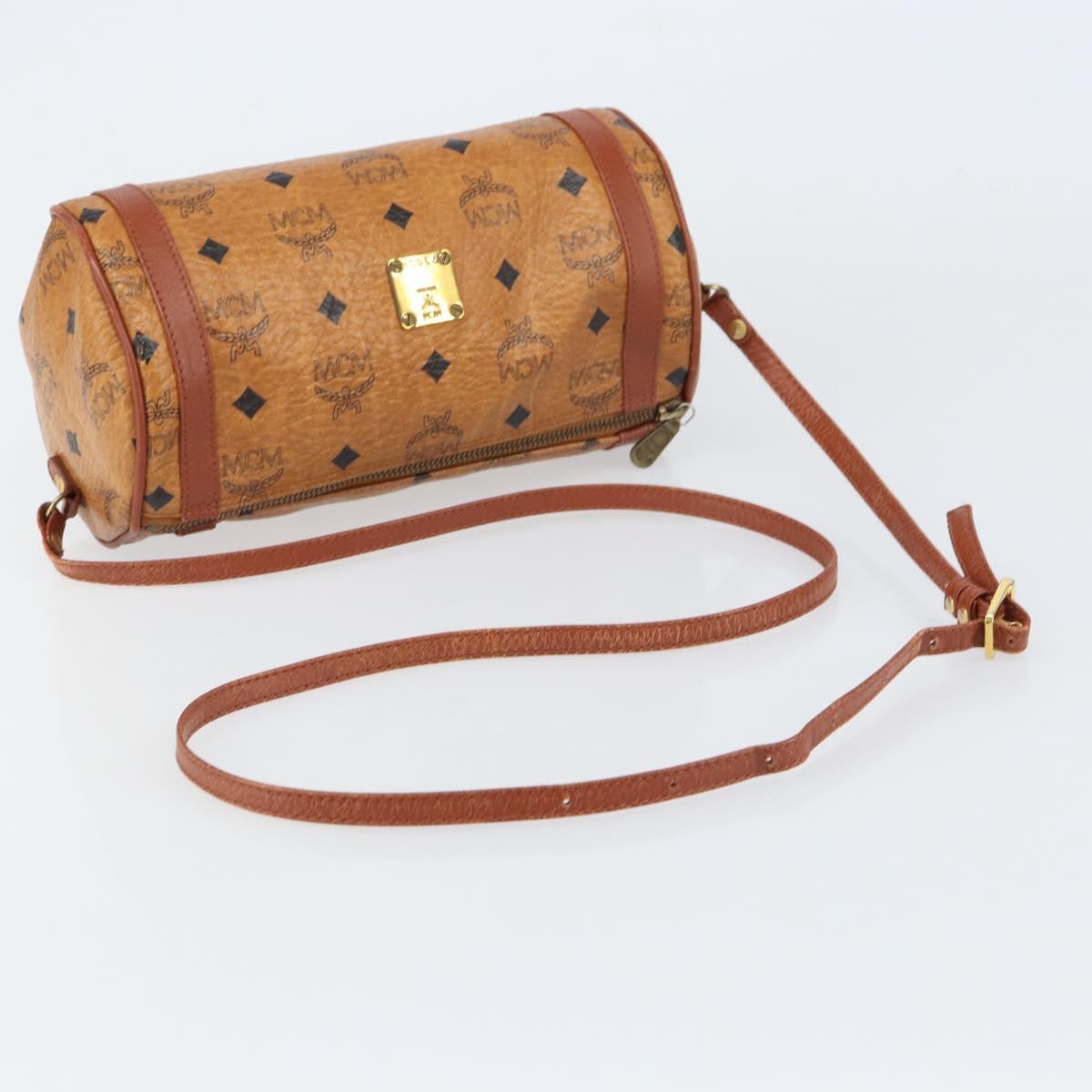 MCM Logogram Vicetos Shoulder Bag PVC Leather Brown Gold Auth gh1398