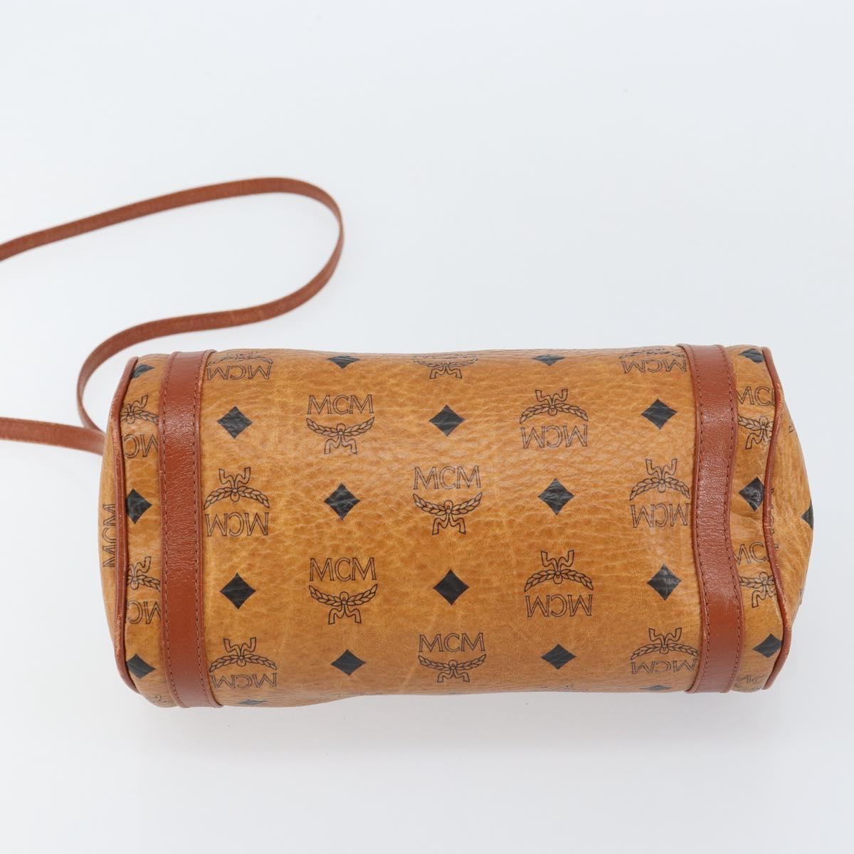 MCM Logogram Vicetos Shoulder Bag PVC Leather Brown Gold Auth gh1398