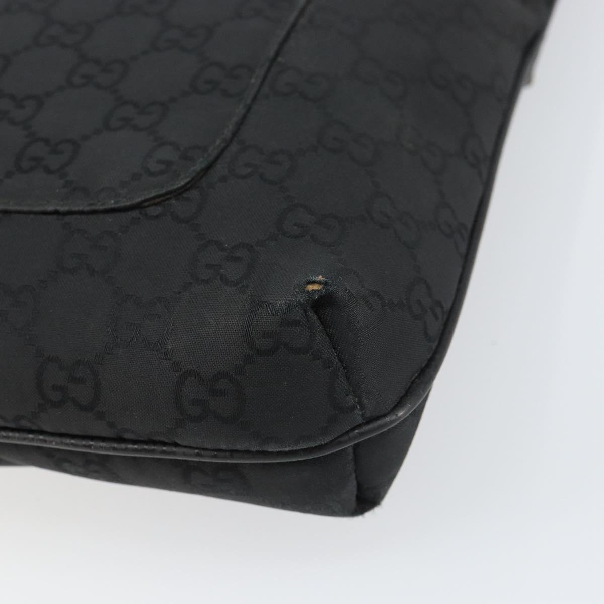 GUCCI GG Canvas Shoulder Bag Black Silver 293572 Auth gh1400