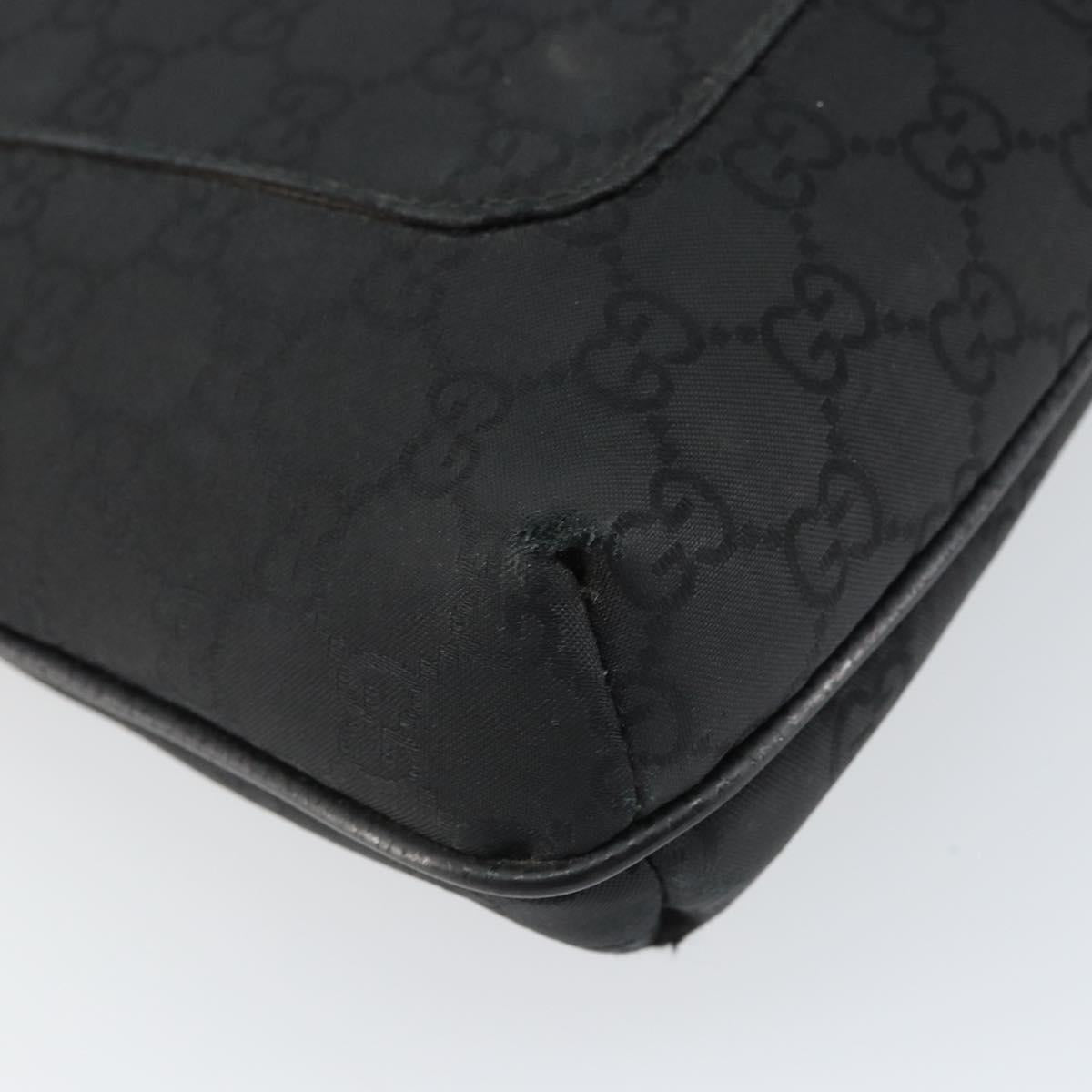 GUCCI GG Canvas Shoulder Bag Black Silver 293572 Auth gh1400