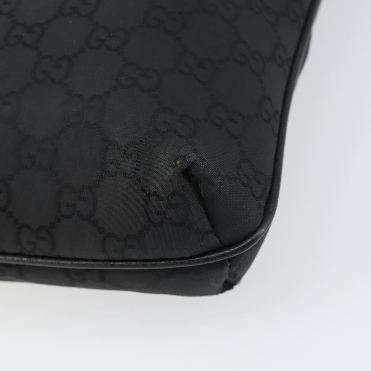 GUCCI GG Canvas Shoulder Bag Black Silver 293572 Auth gh1400