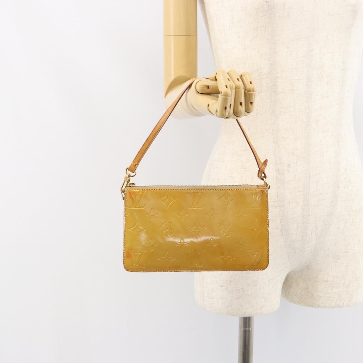 LOUIS VUITTON Monogram Vernis Lexington Pouch Beige M91010 LV Auth gh1402