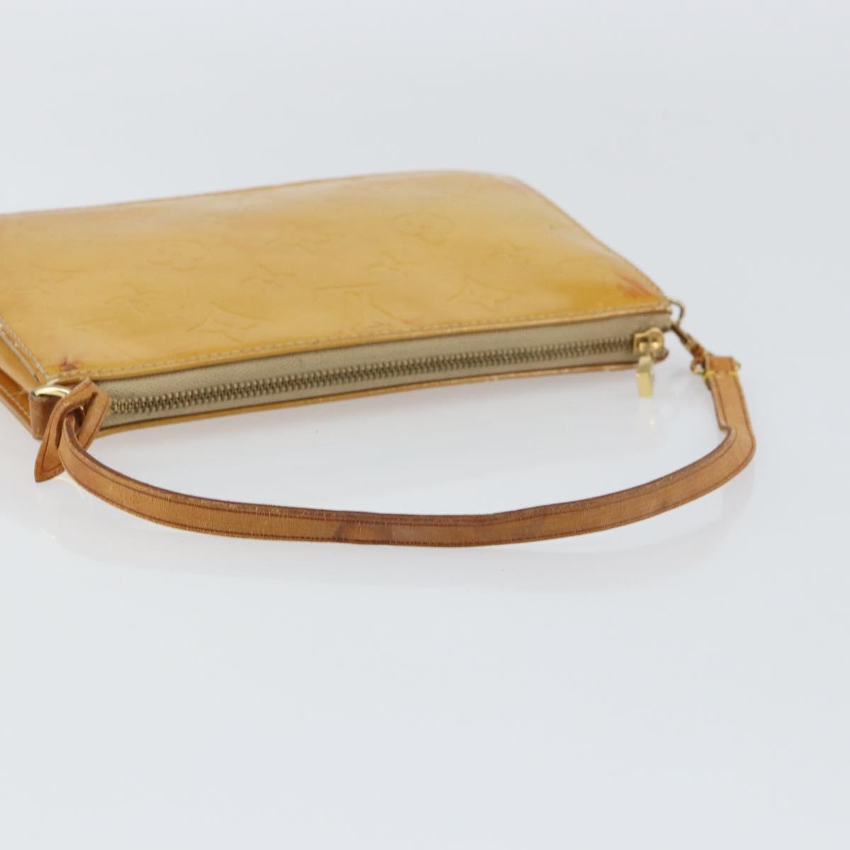 LOUIS VUITTON Monogram Vernis Lexington Pouch Beige M91010 LV Auth gh1402