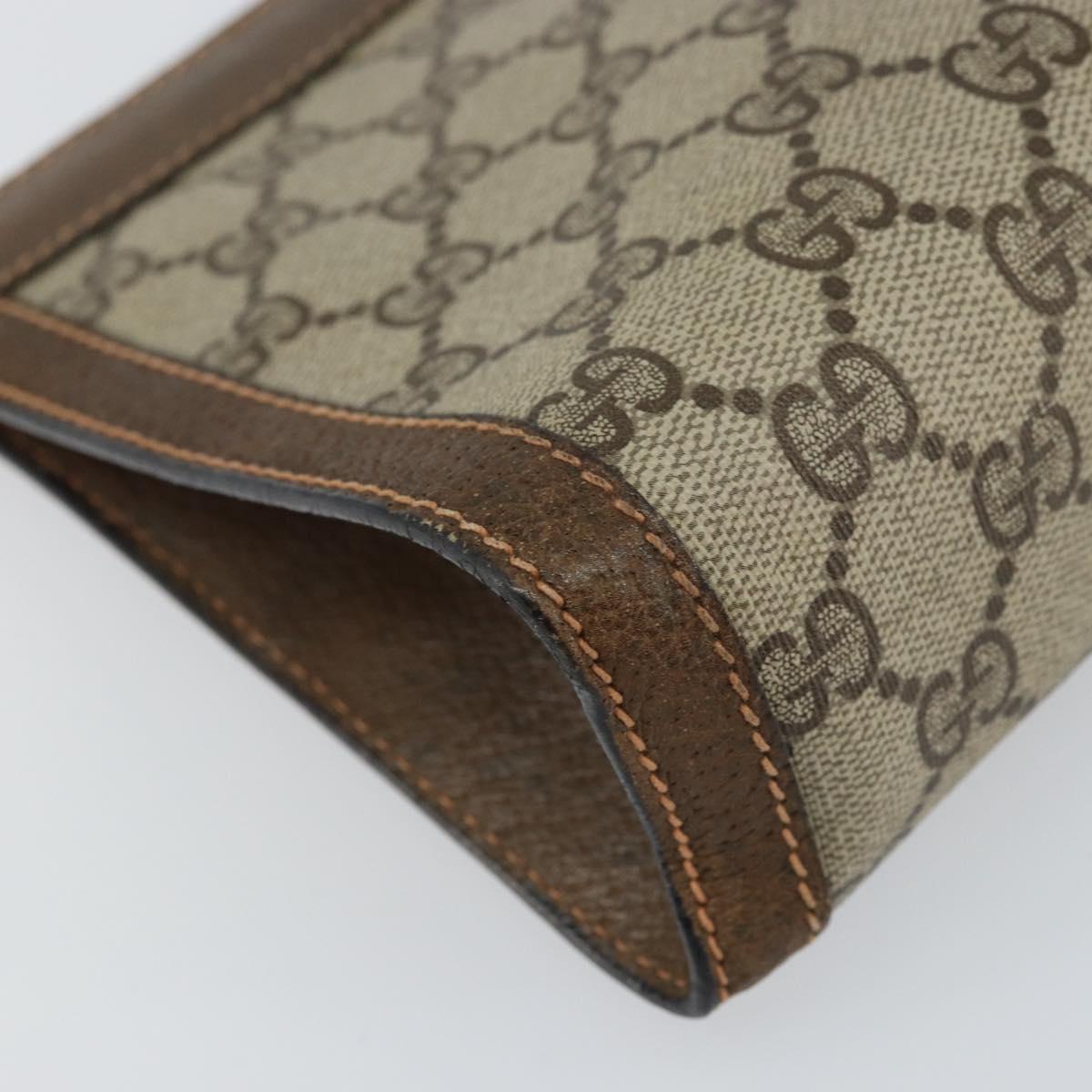 GUCCI GG Supreme Web Sherry Line Clutch Bag PVC Beige Red 89 01 001 Auth gh1405