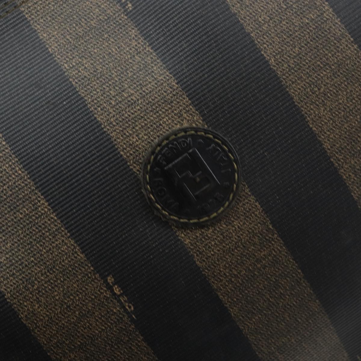 FENDI Pecan Canvas Shoulder Bag PVC Black Brown gold Auth gh1406