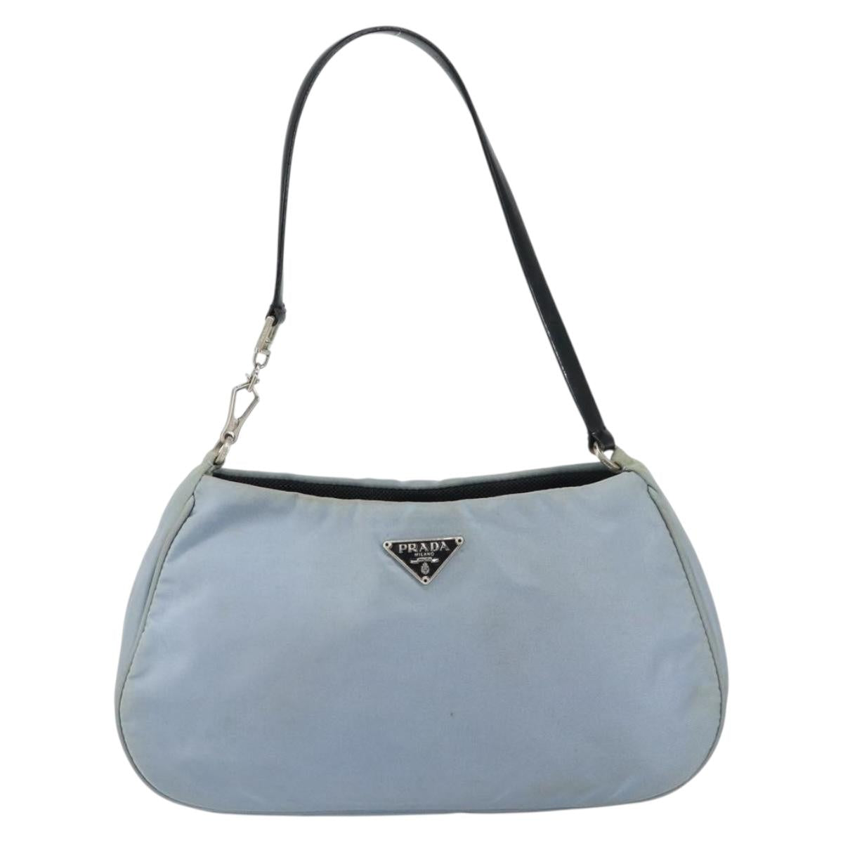 PRADA mini Shoulder Bag Nylon Light Blue Silver Auth gh1407
