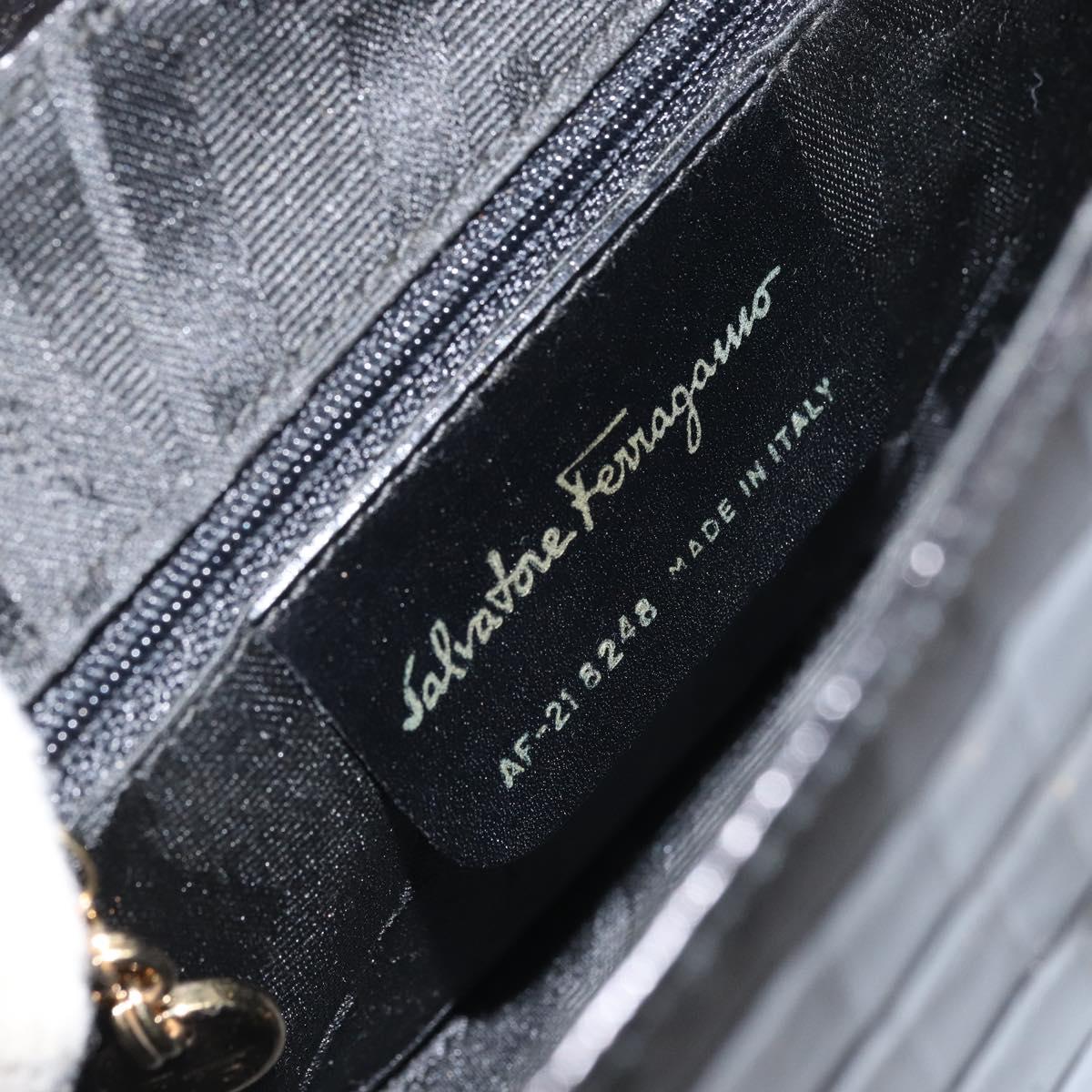 Salvatore Ferragamo Vala Vala Shoulder Bag Leather Black Gold Auth gh1408