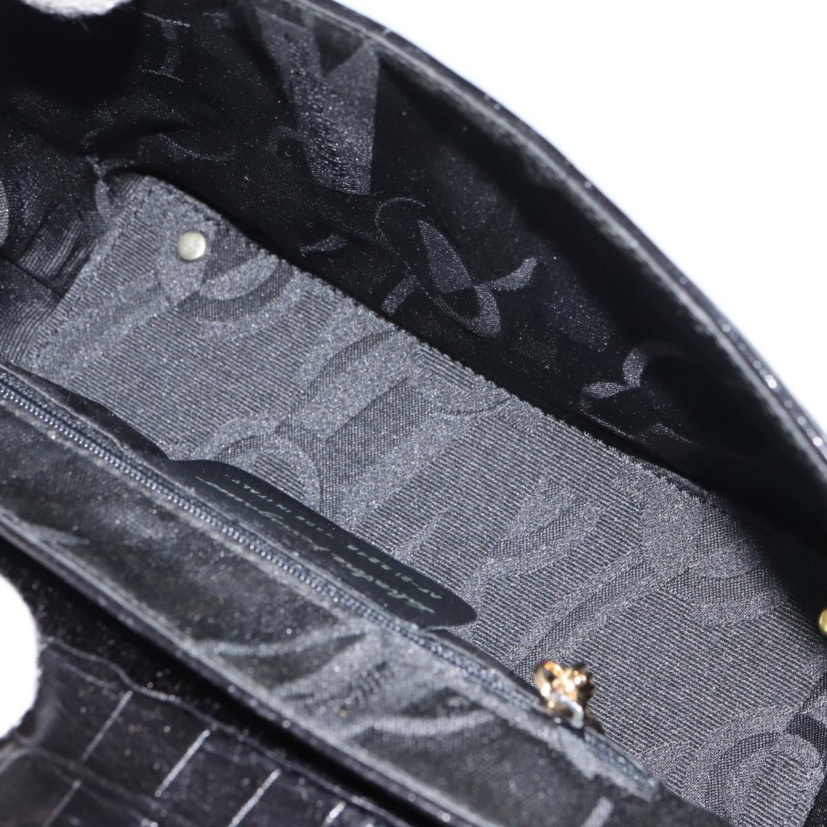 Salvatore Ferragamo Vala Vala Shoulder Bag Leather Black Gold Auth gh1408