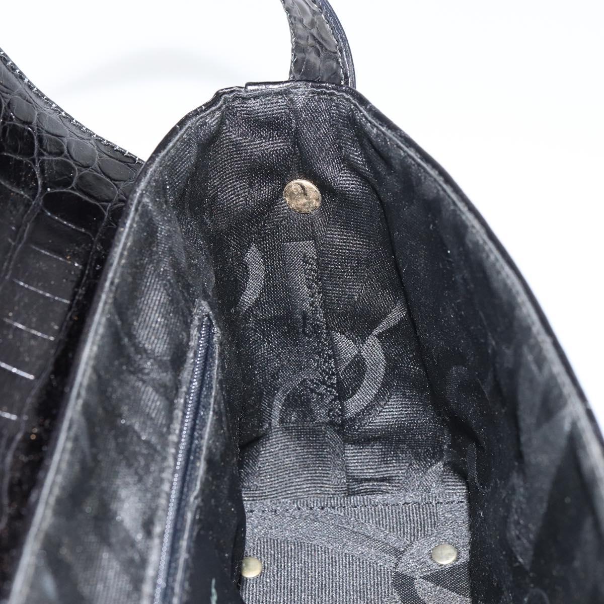 Salvatore Ferragamo Vala Vala Shoulder Bag Leather Black Gold Auth gh1408