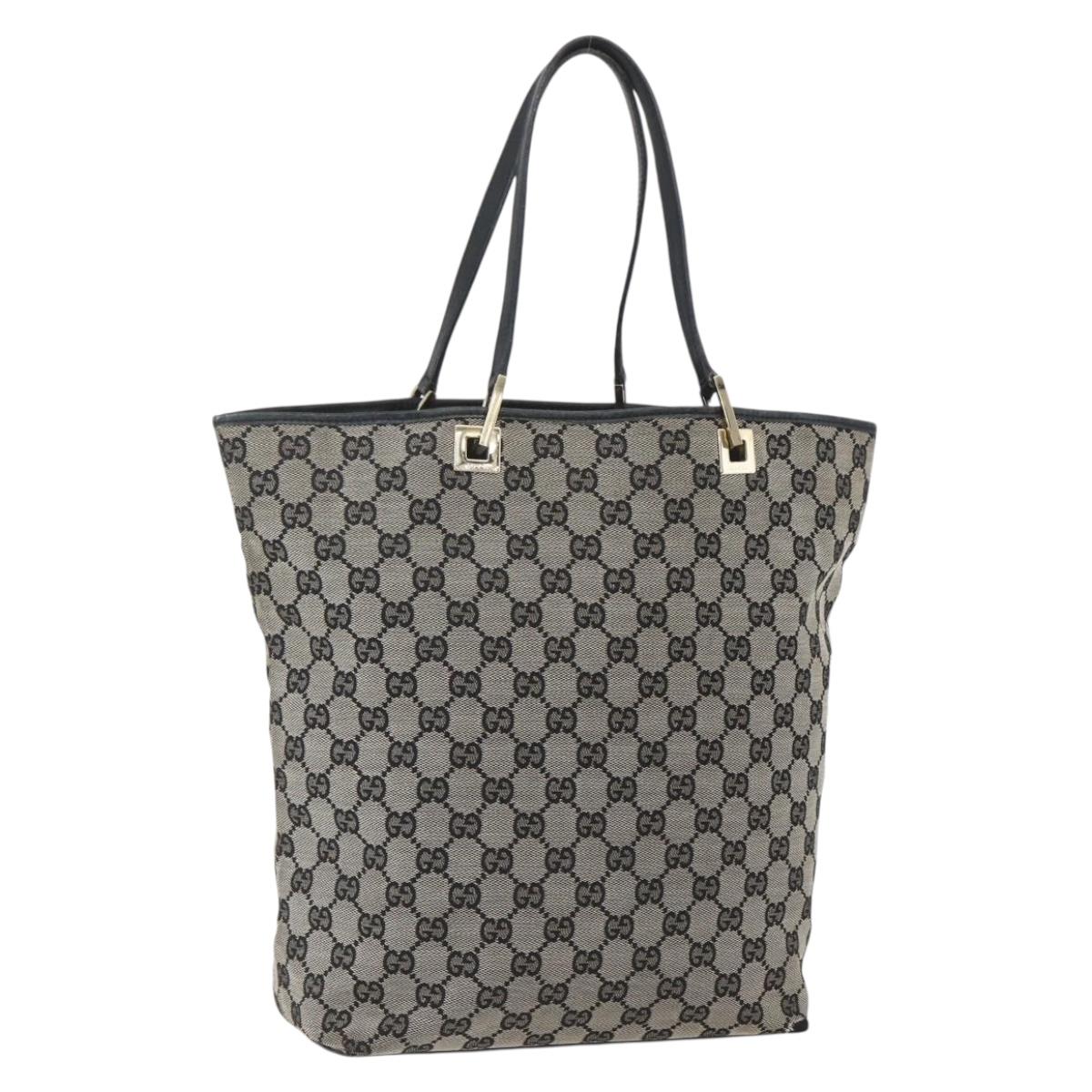 GUCCI GG Canvas Tote Bag Black Gold 002 1098 2404 Auth gh1410