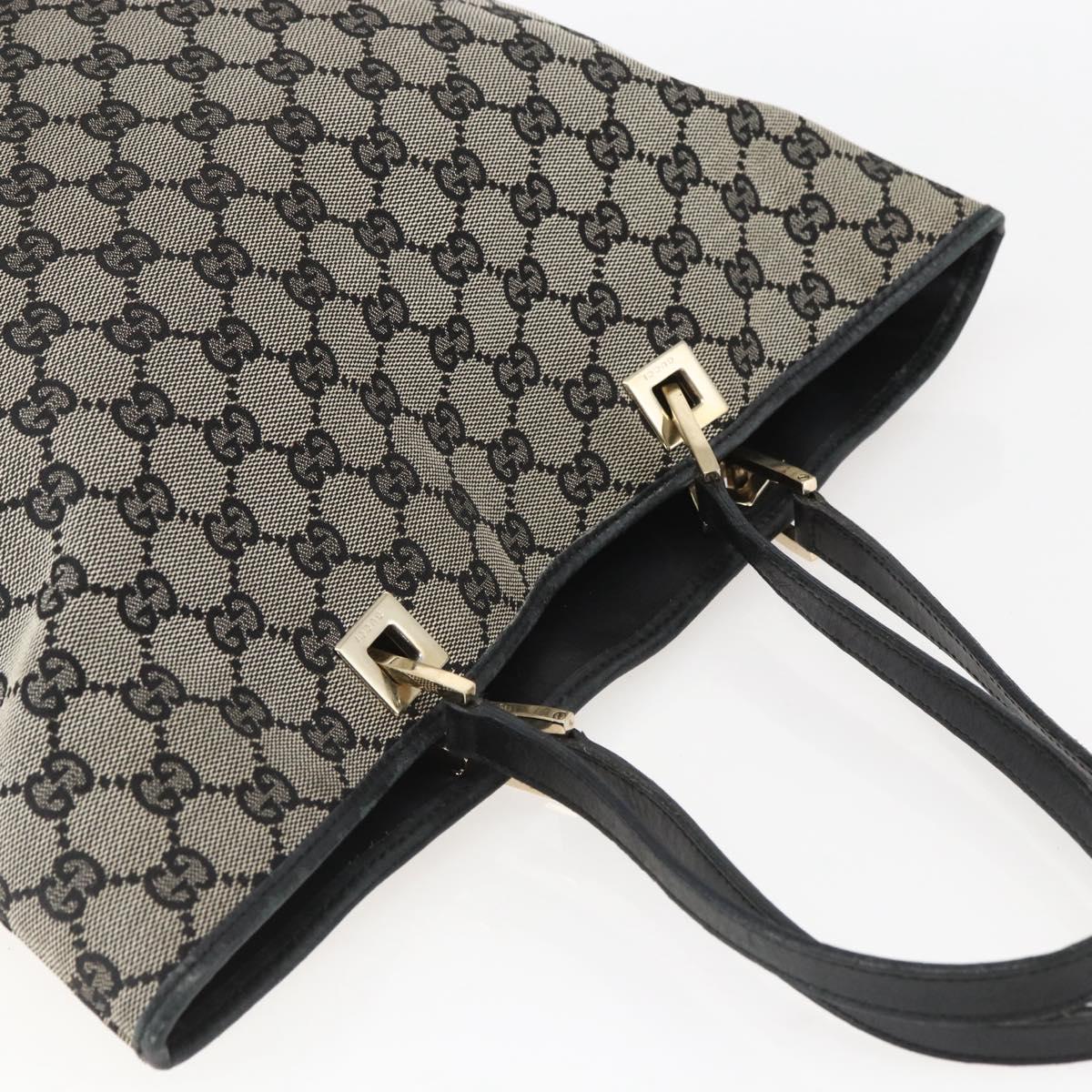 GUCCI GG Canvas Tote Bag Black Gold 002 1098 2404 Auth gh1410