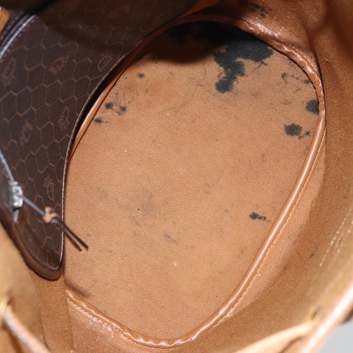 Christian Dior Honeycomb Canvas Shoulder Bag PVC Black Gold Auth gh1414