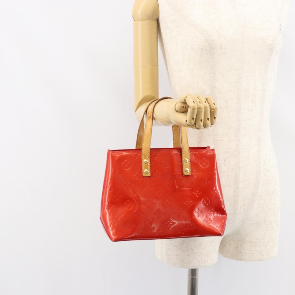 LOUIS VUITTON Monogram Vernis Reade PM Hand Bag Red Rouge M91088 LV Auth gh1415