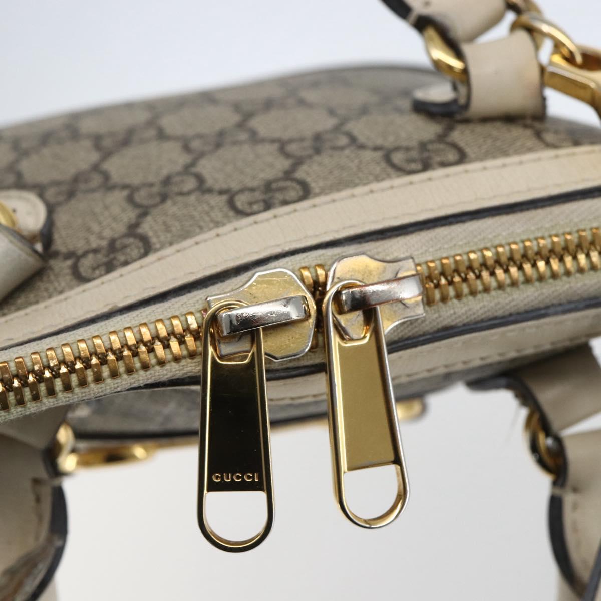 GUCCI GG Supreme Horsebit Bag PVC 2way Beige White gold 640716 Auth gh1419