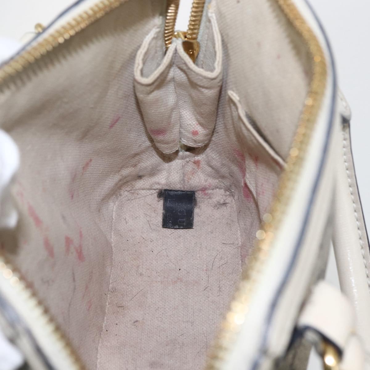 GUCCI GG Supreme Horsebit Bag PVC 2way Beige White gold 640716 Auth gh1419