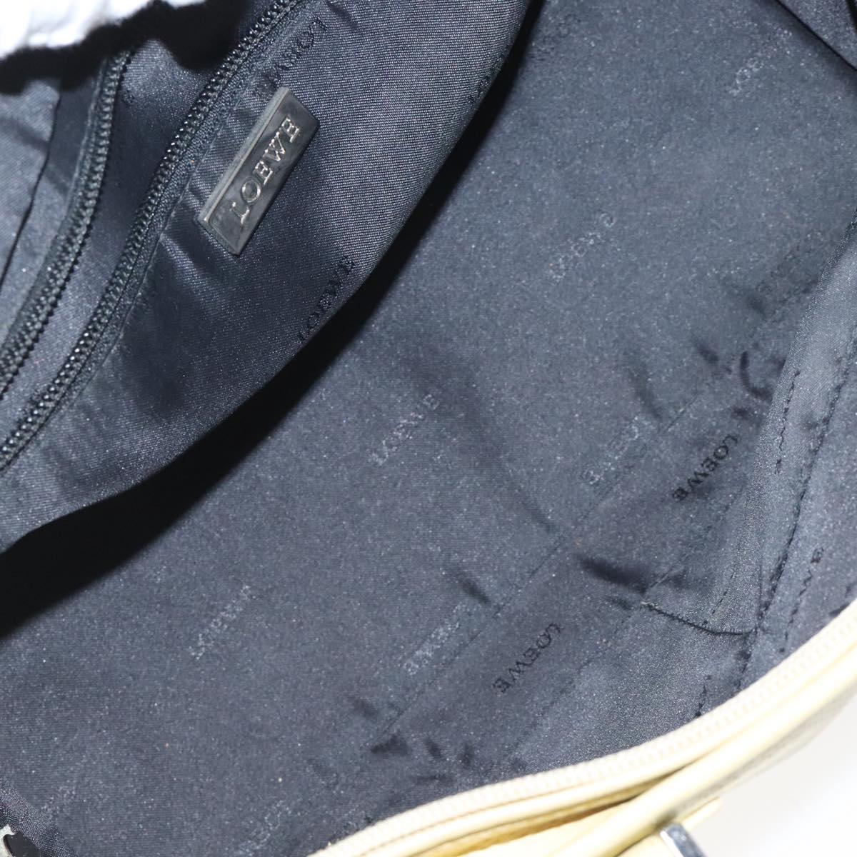 LOEWE Anagram Americana 28 Hand Bag Leather Cream Silver Auth gh142