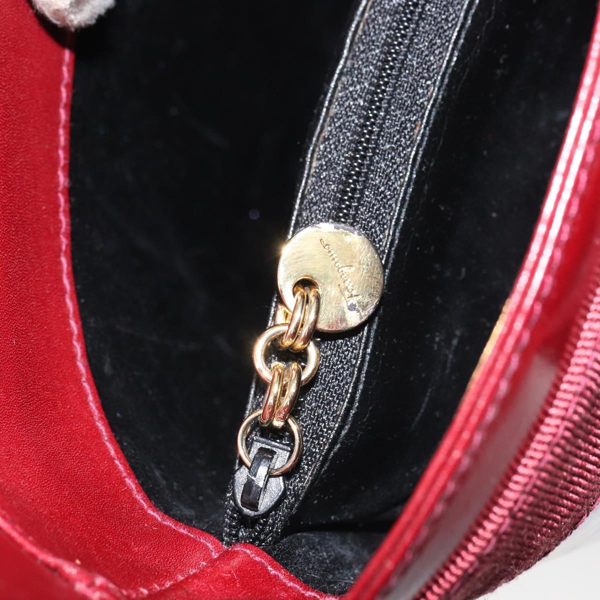 Salvatore Ferragamo Vala Hand Bag Leather Red Gold Auth gh1422