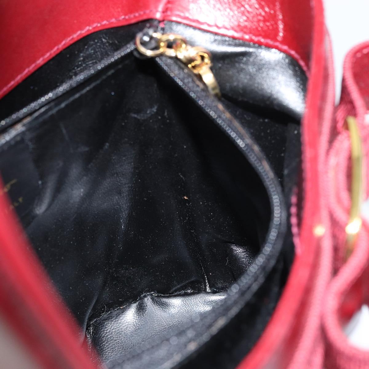 Salvatore Ferragamo Vala Hand Bag Leather Red Gold Auth gh1422