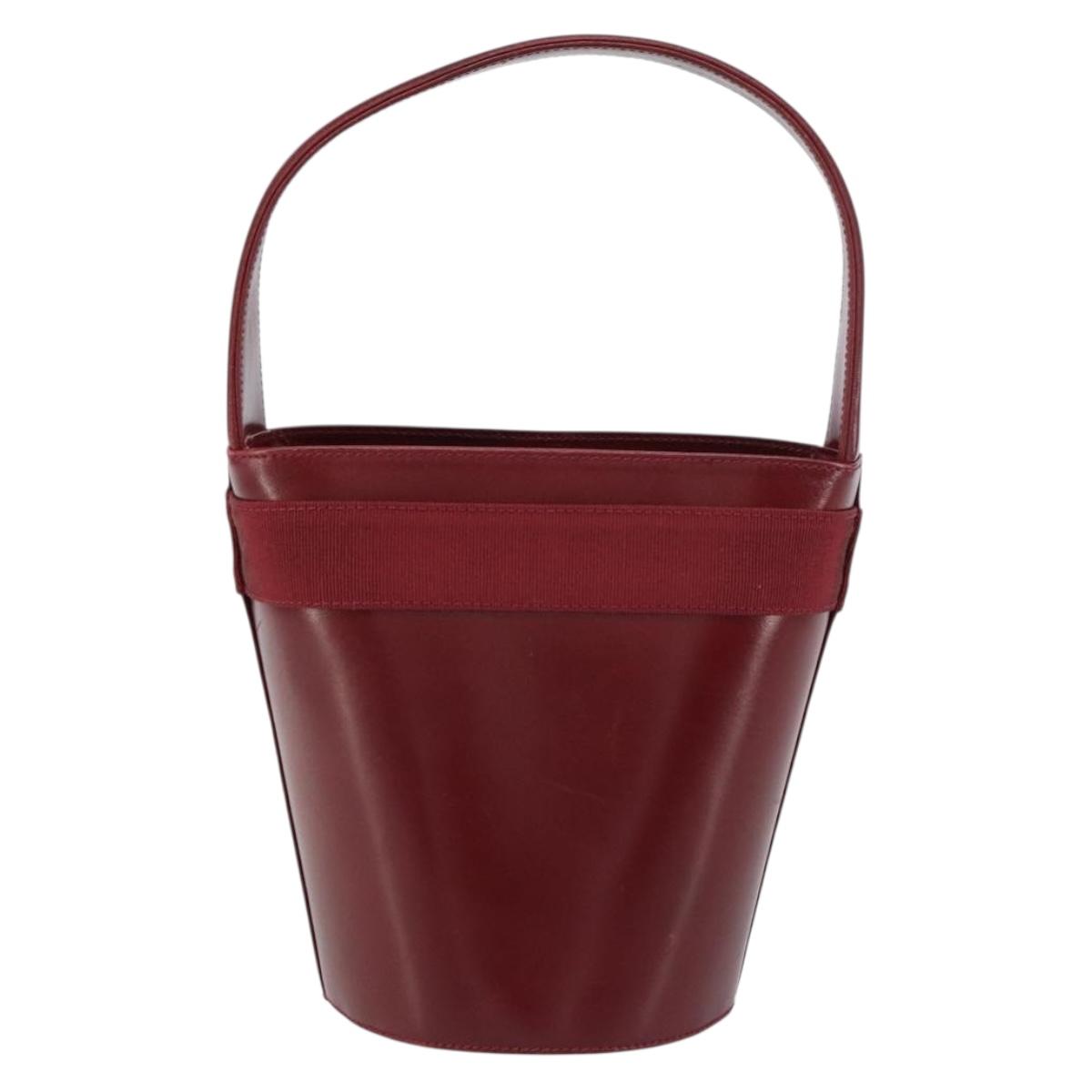 Salvatore Ferragamo Vala Hand Bag Leather Red Gold Auth gh1422