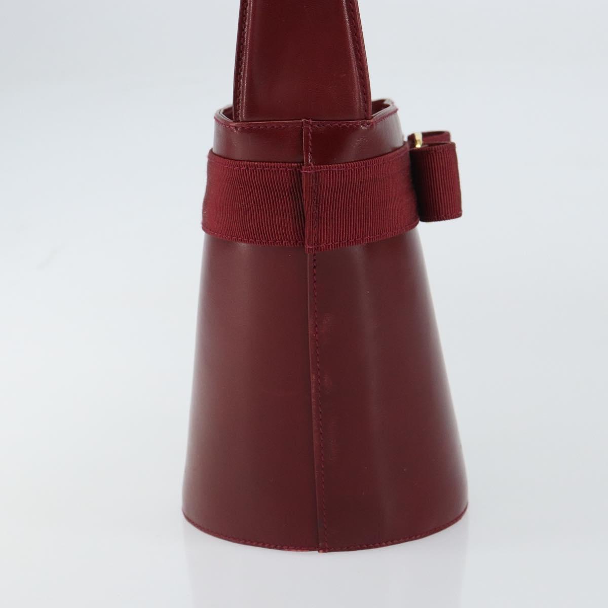 Salvatore Ferragamo Vala Hand Bag Leather Red Gold Auth gh1422