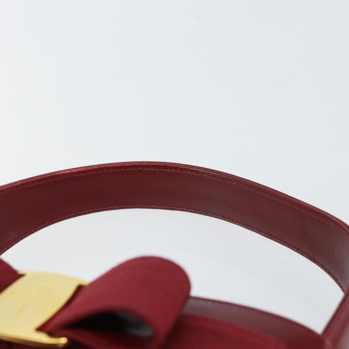 Salvatore Ferragamo Vala Hand Bag Leather Red Gold Auth gh1422