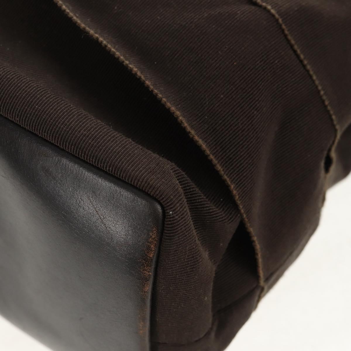 Salvatore Ferragamo Vala Tote Bag Canvas Brown Silver Auth gh1425