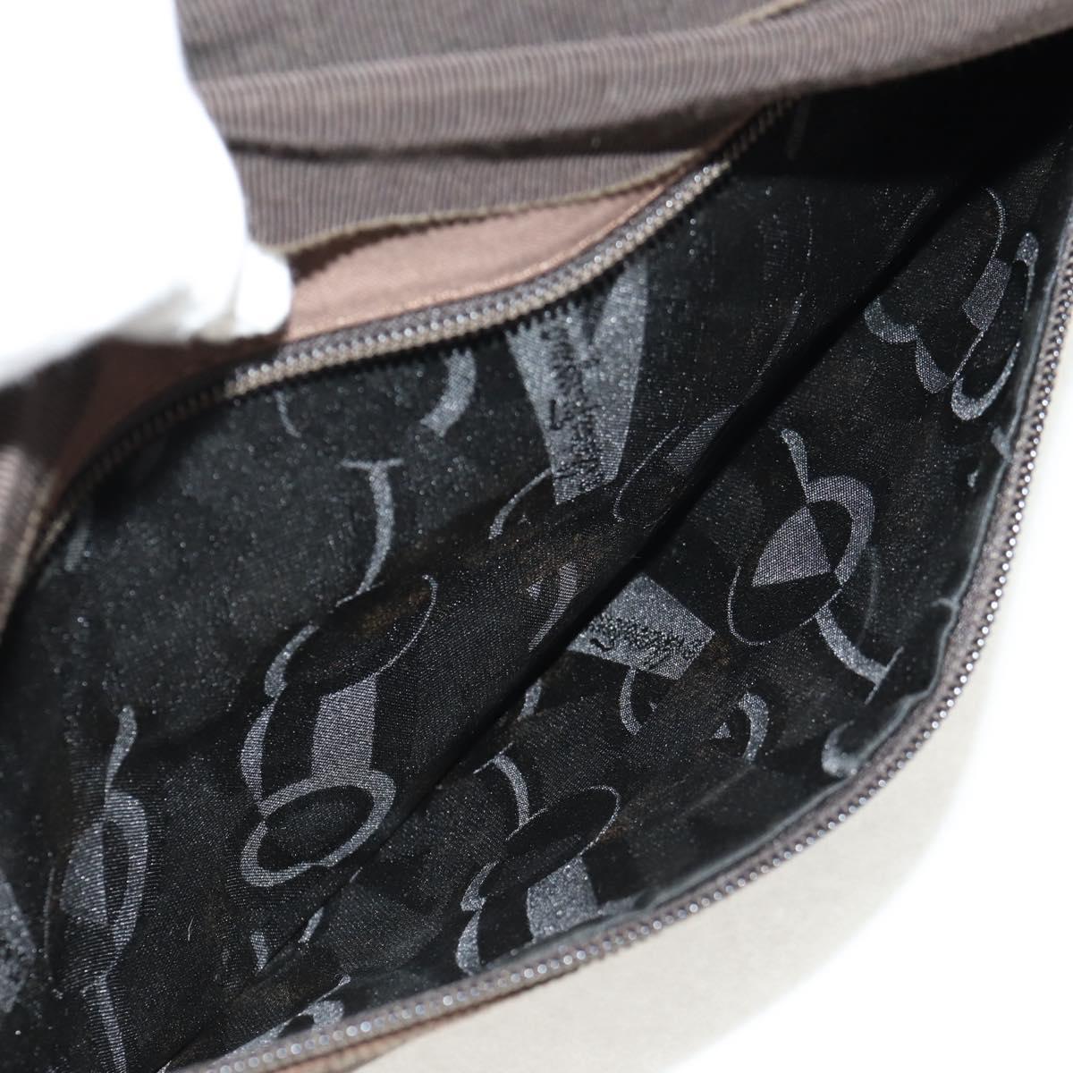 Salvatore Ferragamo Vala Tote Bag Canvas Brown Silver Auth gh1425