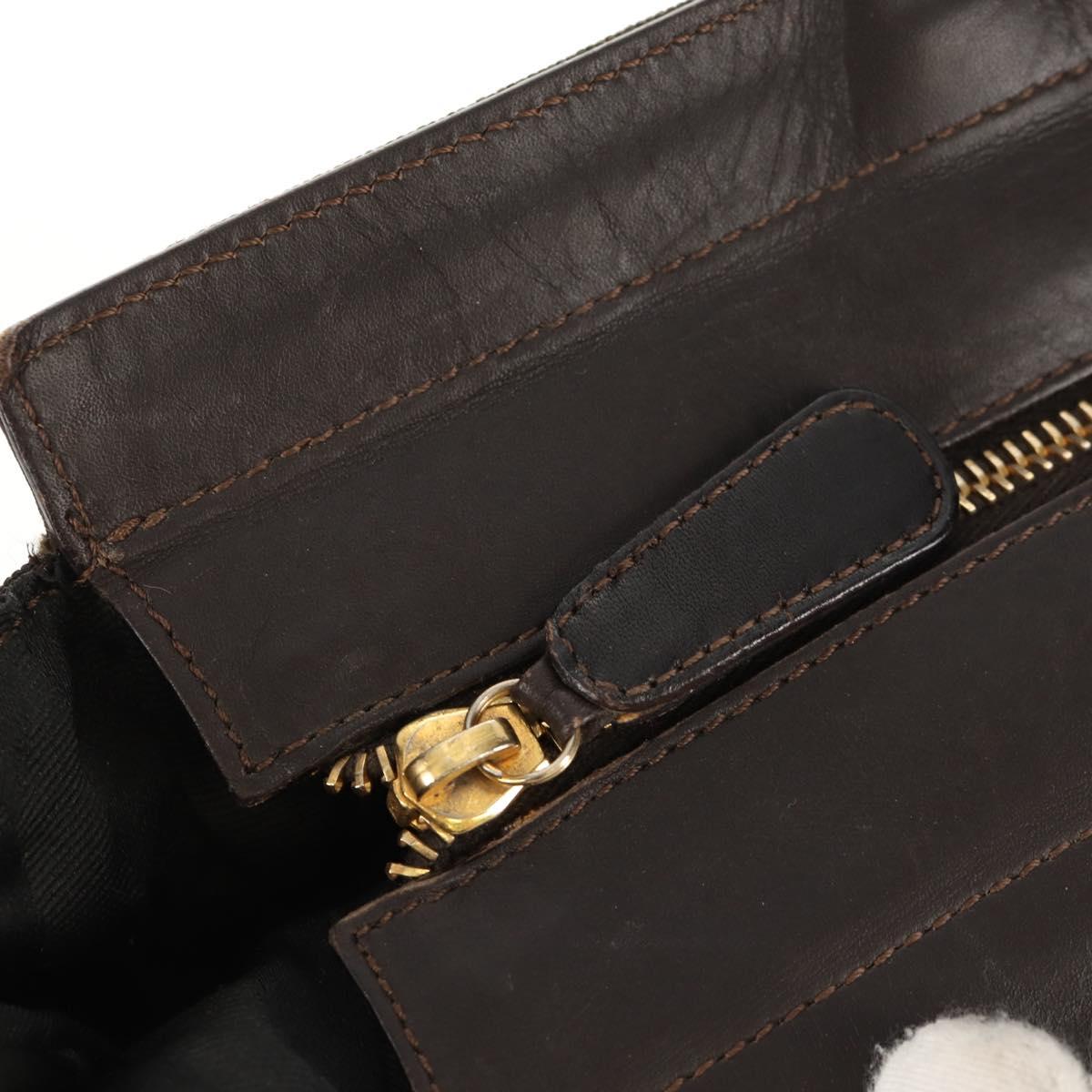 Salvatore Ferragamo Vala Tote Bag Canvas Brown Silver Auth gh1425