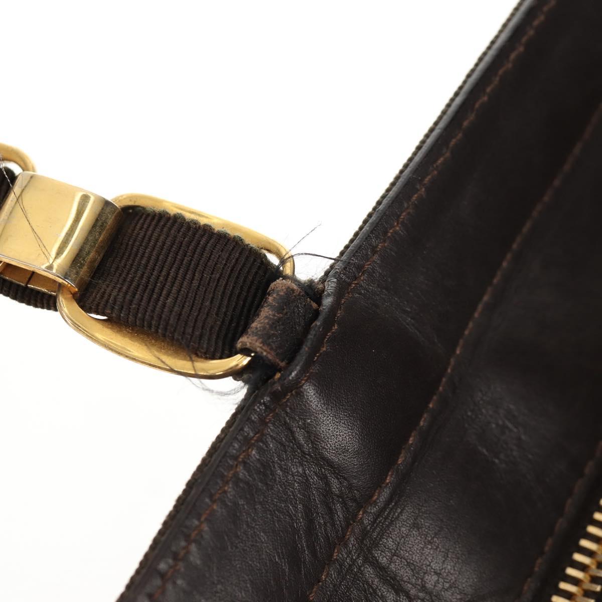 Salvatore Ferragamo Vala Tote Bag Canvas Brown Silver Auth gh1425