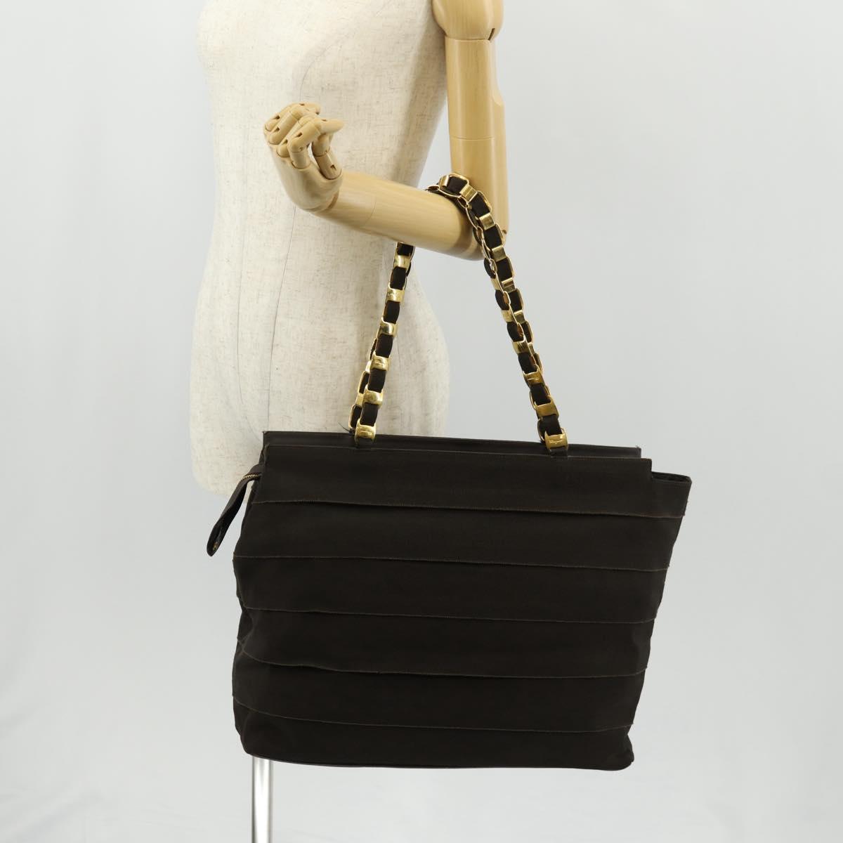 Salvatore Ferragamo Vala Tote Bag Canvas Brown Silver Auth gh1425