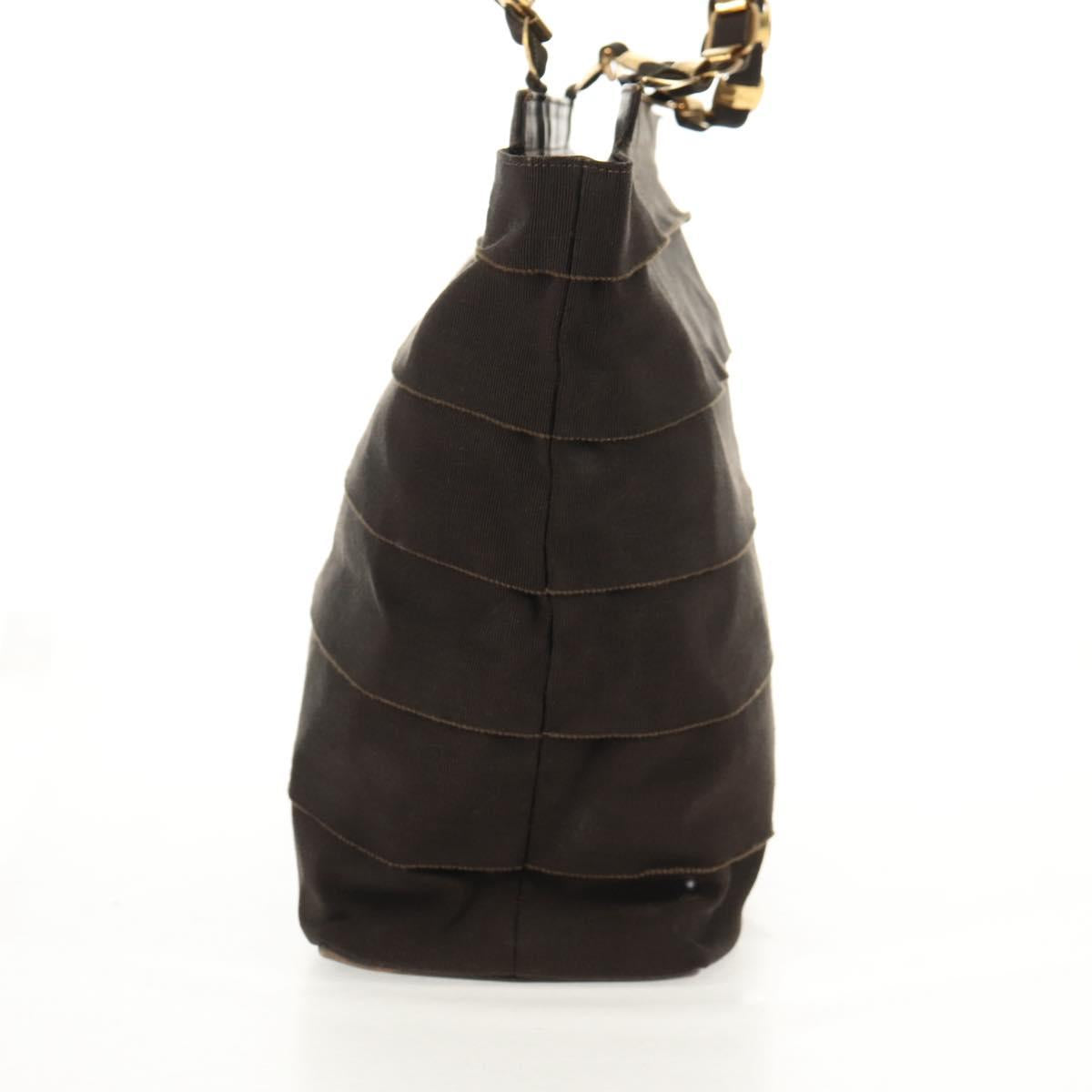 Salvatore Ferragamo Vala Tote Bag Canvas Brown Silver Auth gh1425