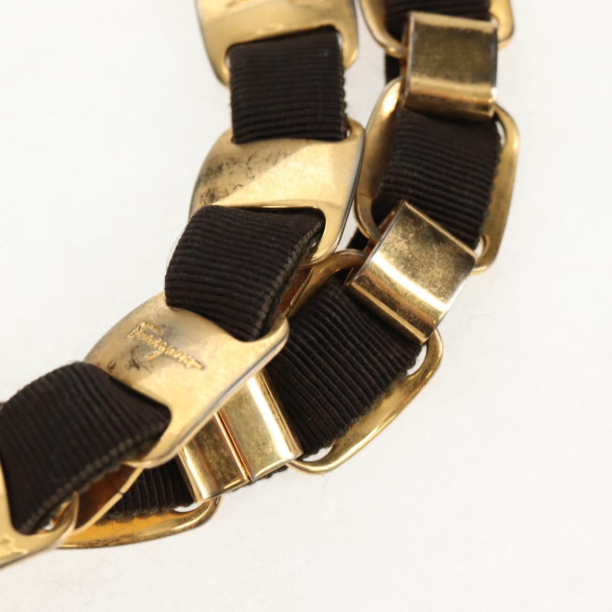 Salvatore Ferragamo Vala Tote Bag Canvas Brown Silver Auth gh1425