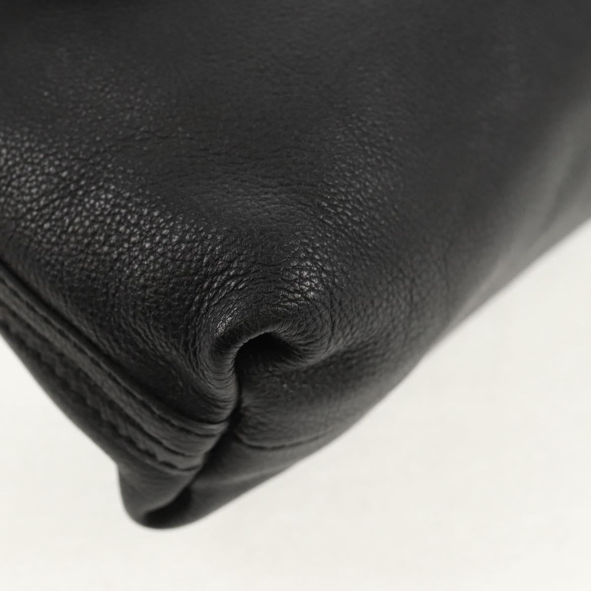 Chloe Elsie Shoulder Bag Leather Black Gold Auth gh1426V