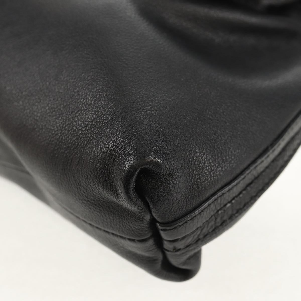 Chloe Elsie Shoulder Bag Leather Black Gold Auth gh1426V