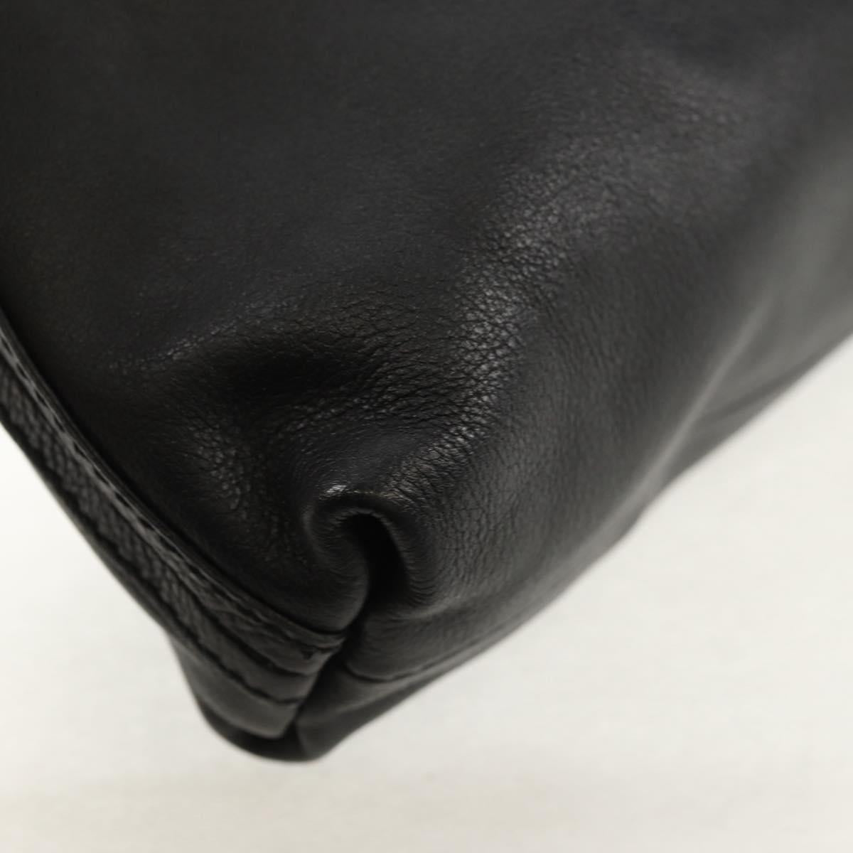 Chloe Elsie Shoulder Bag Leather Black Gold Auth gh1426V