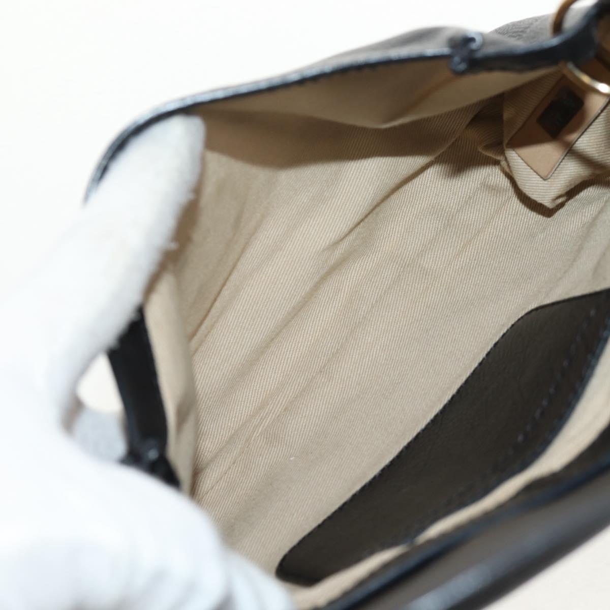 Chloe Elsie Shoulder Bag Leather Black Gold Auth gh1426V