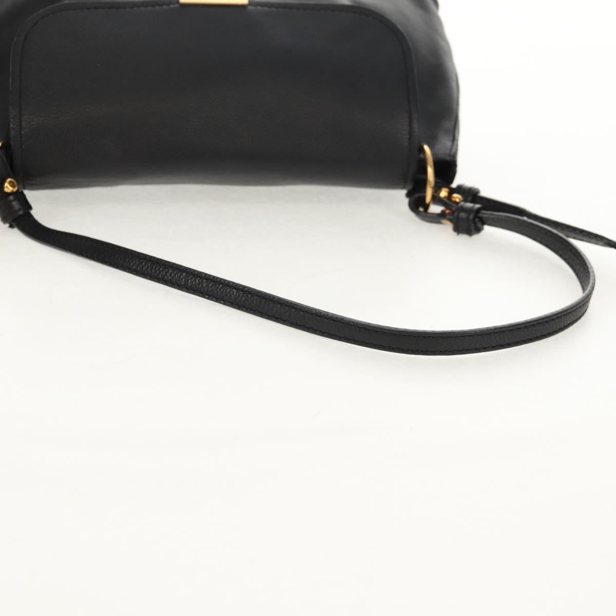 Chloe Elsie Shoulder Bag Leather Black Gold Auth gh1426V