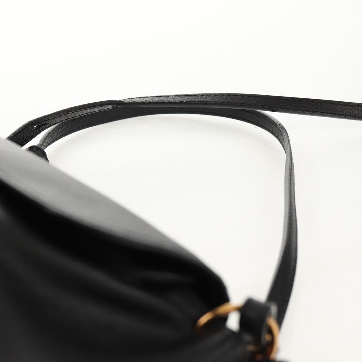 Chloe Elsie Shoulder Bag Leather Black Gold Auth gh1426V