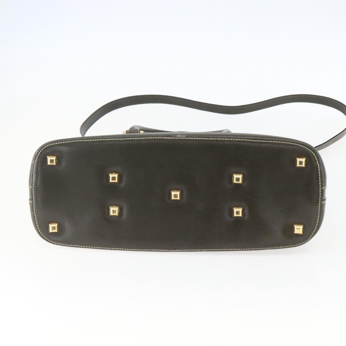 Salvatore Ferragamo Hand Bag Leather 2way Khaki Gold Auth gh1429