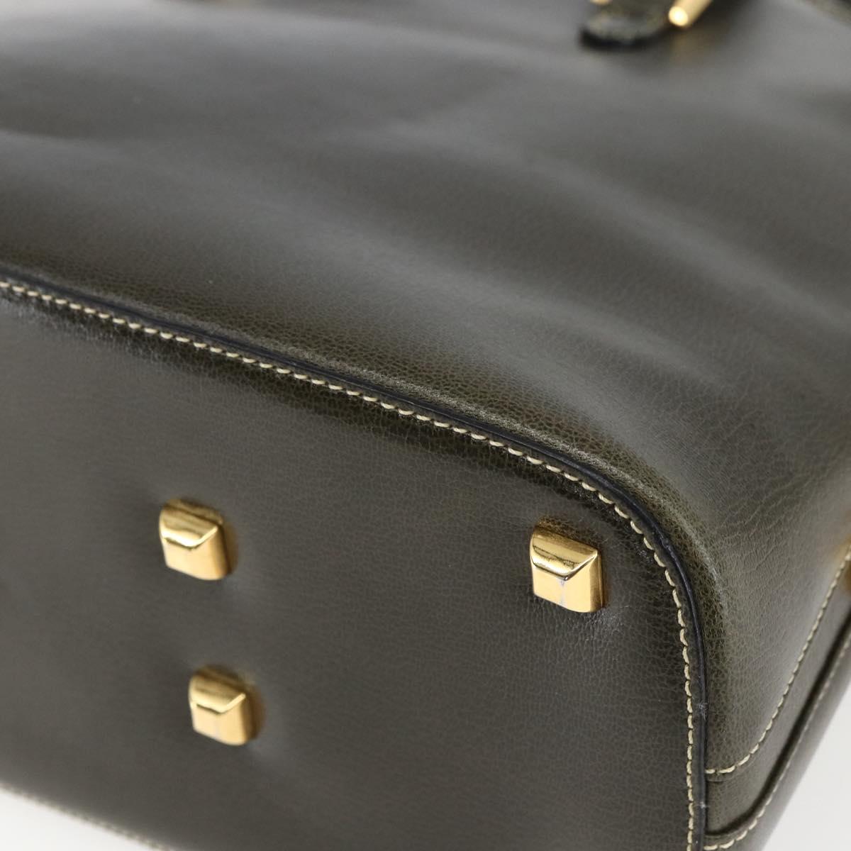 Salvatore Ferragamo Hand Bag Leather 2way Khaki Gold Auth gh1429