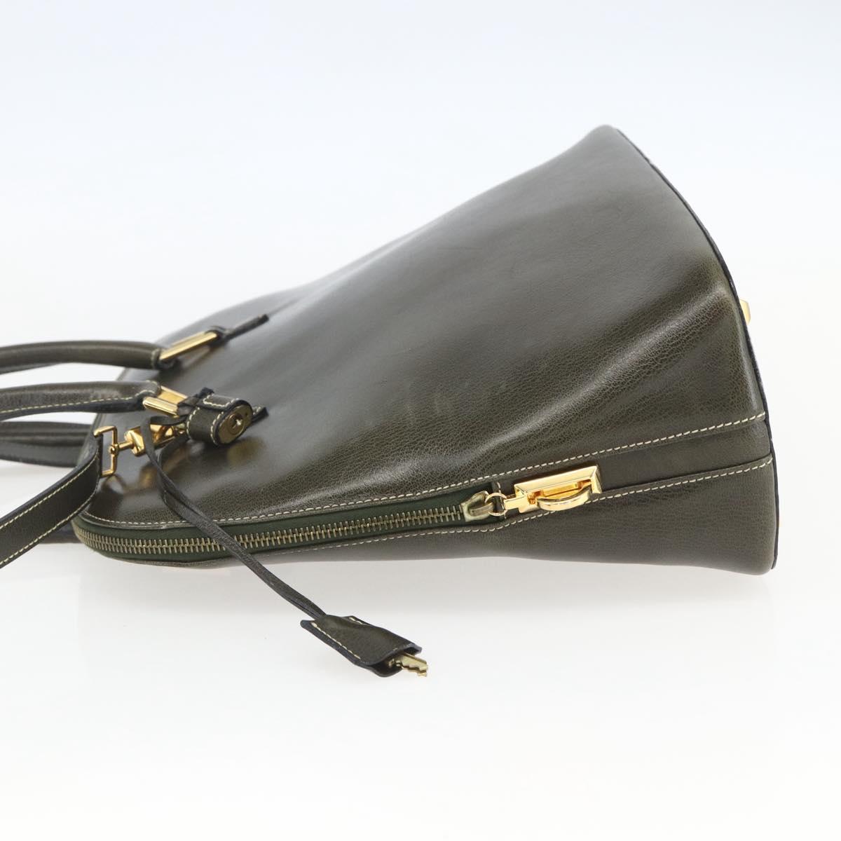 Salvatore Ferragamo Hand Bag Leather 2way Khaki Gold Auth gh1429