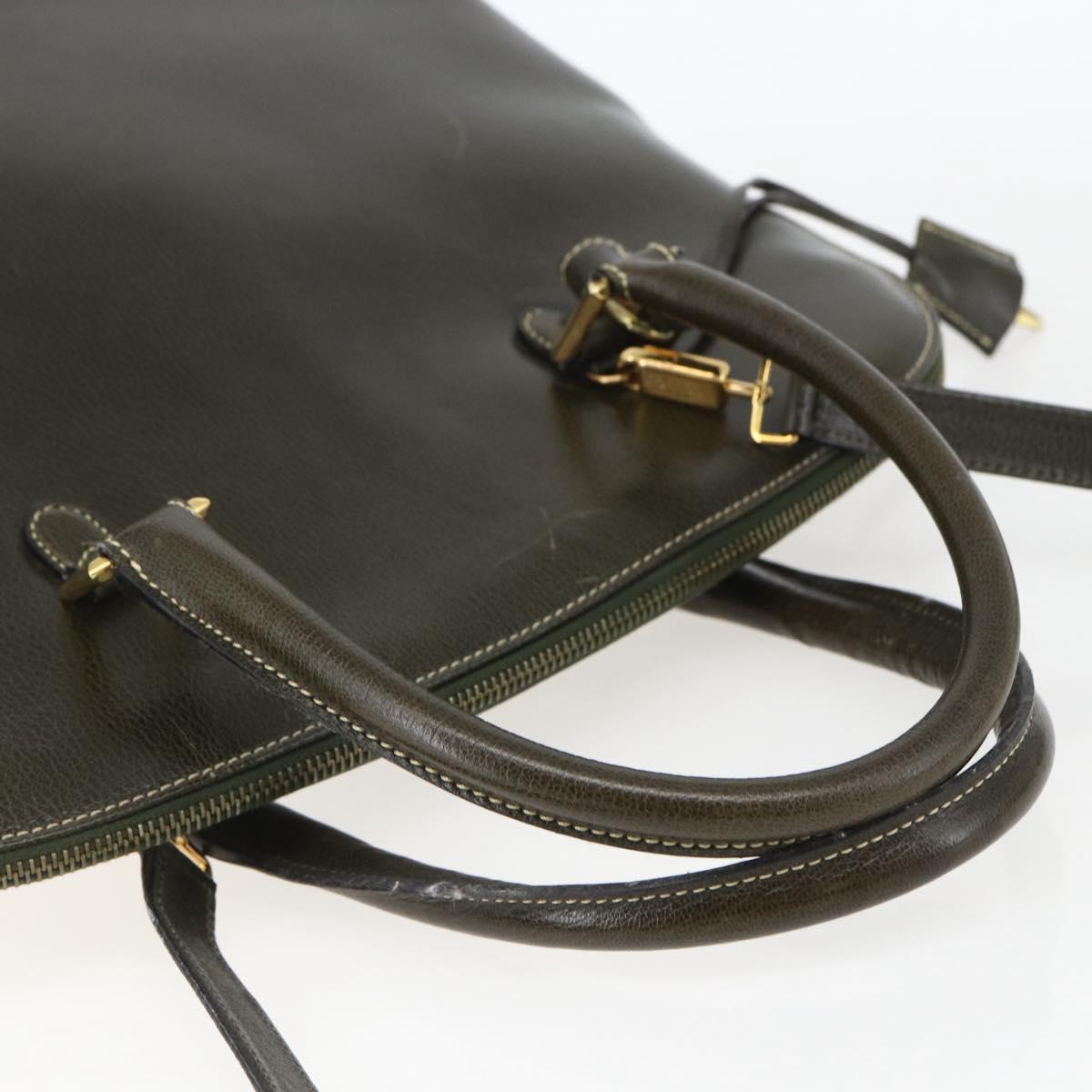 Salvatore Ferragamo Hand Bag Leather 2way Khaki Gold Auth gh1429